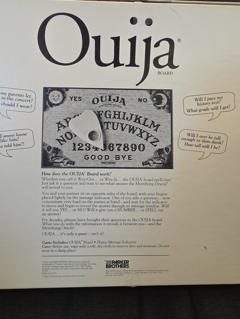 Vintage 1992 Parker Brothers Ouija Board Mystifying Oracle With Planchette - Picture 10 of 10